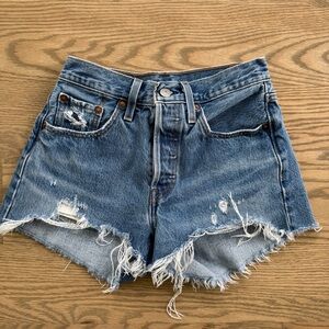 Levi's 501Blue Distressed Jean Shorts